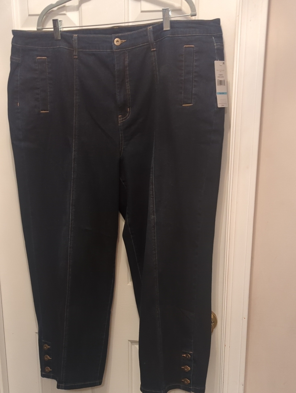 Womens Dark Navy Stretch Front-Seam Jeans size 20w
